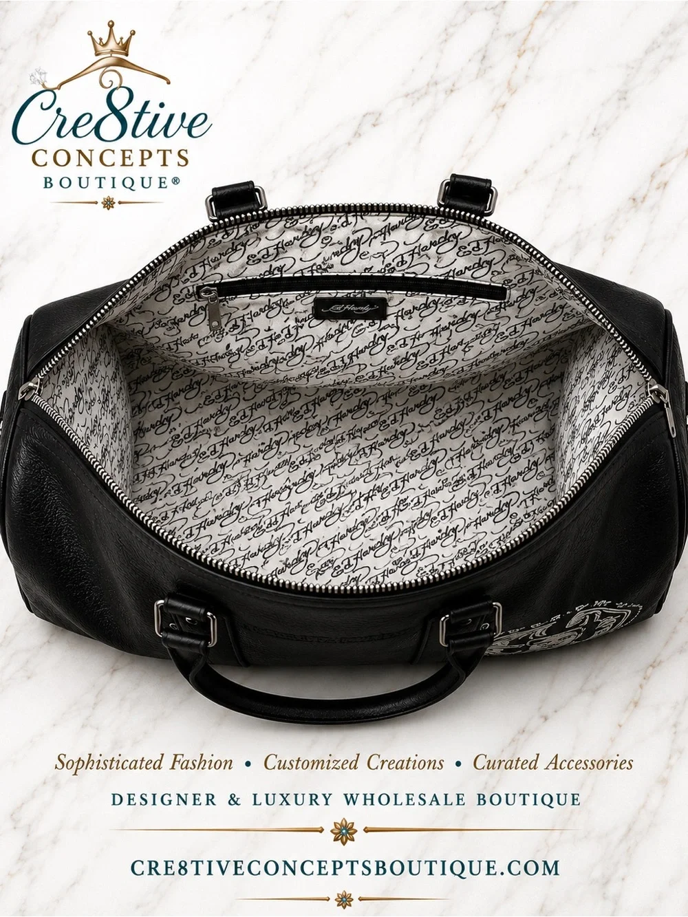 Ed Hardy Limited Edition Premium Leather Weekender Bag